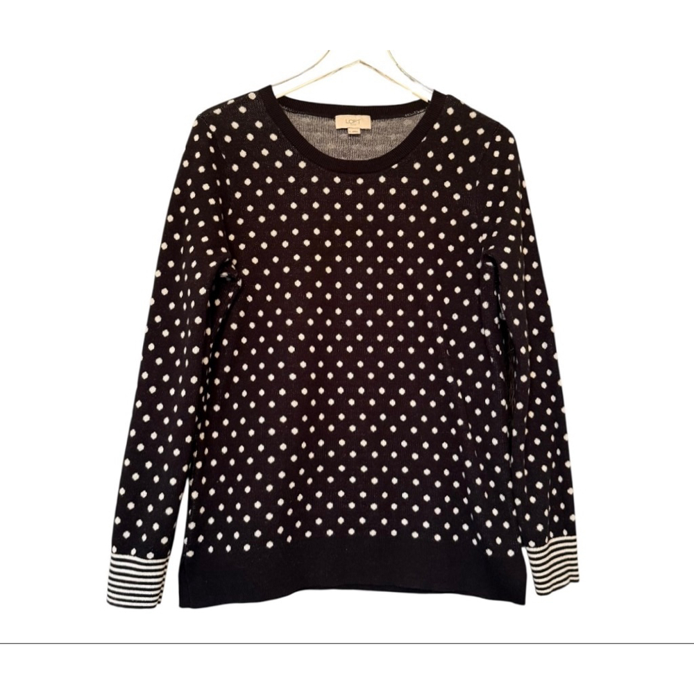 LOFT Black and White Polka Dot Sweater